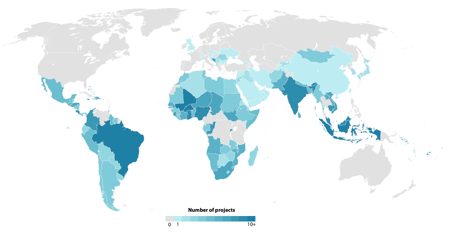 World map showing UNSCAR beneficiary countries